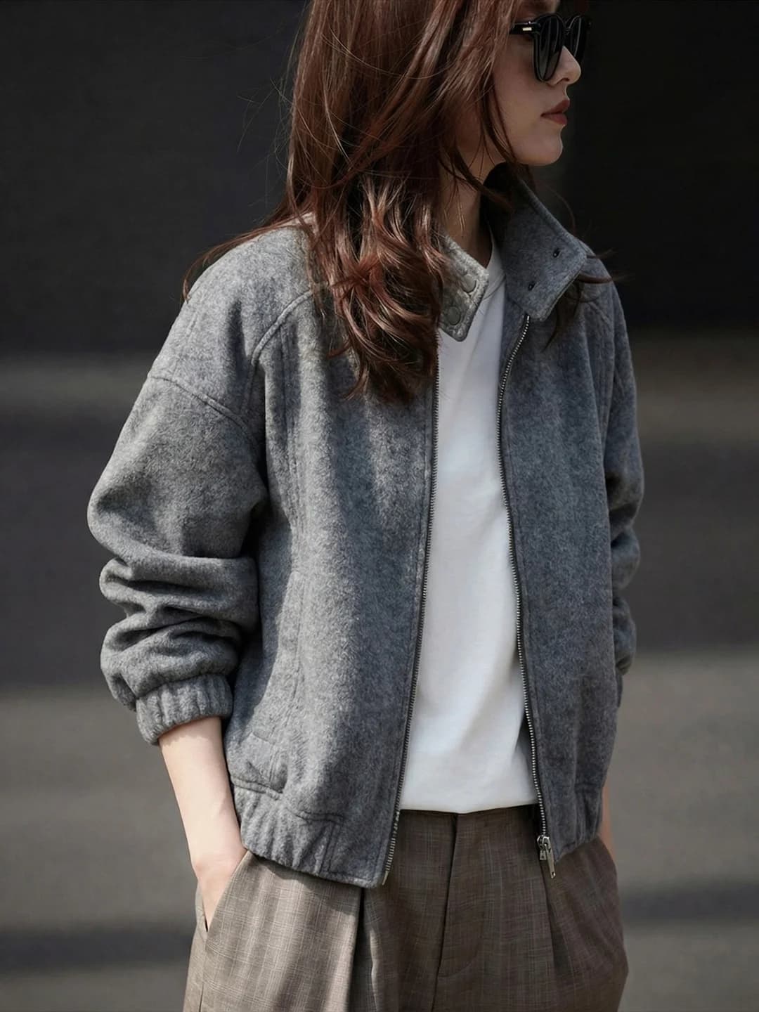 Spring 2026 ey Zipper Hoodie Cardigan Women's High-End Feel Long Sve Top Korean Sle Knitted Loose Fit Breathable Skin-...