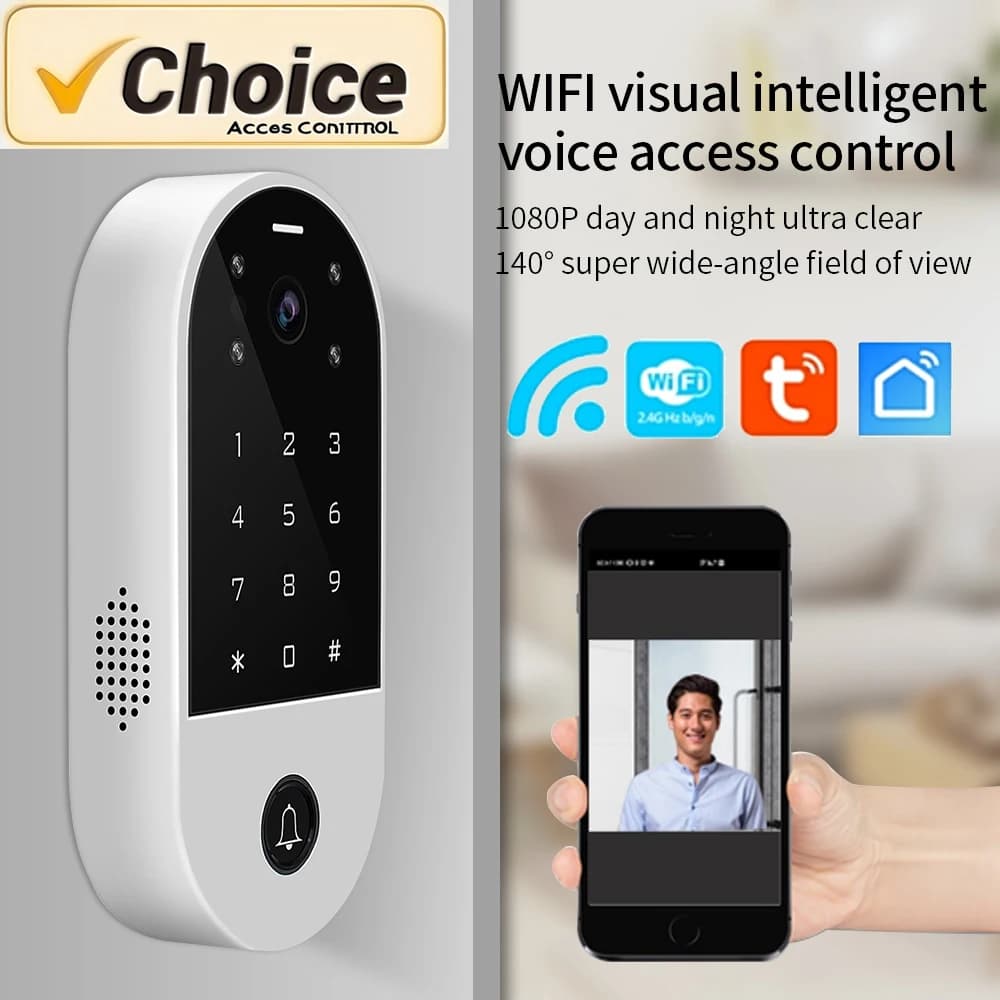 Sistema di accesso videocitofono WiFi Tuya: tastiera RFID + telecamera IP, controllo porta elettrica esterna con copertura per appartamenti/cancelli