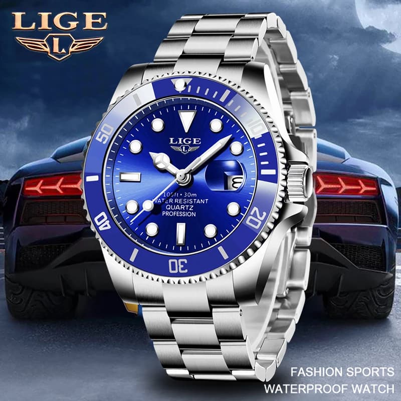 Orologi di Lusso LIGE per Uomo, Orologi da Polso al Quarzo Eleganti e Professionali, Impermeabili 30M, Luminosi con Data, Regalo per Uomo, Reloj Hombre