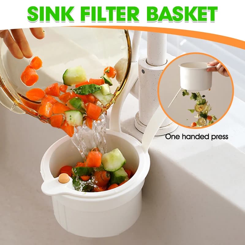 1 pz autopulente lavello della cucina filtro cestello pressa scarico automatico raccoglitore rifiuti rubinetto appeso drenaggio filtro della spazzatura