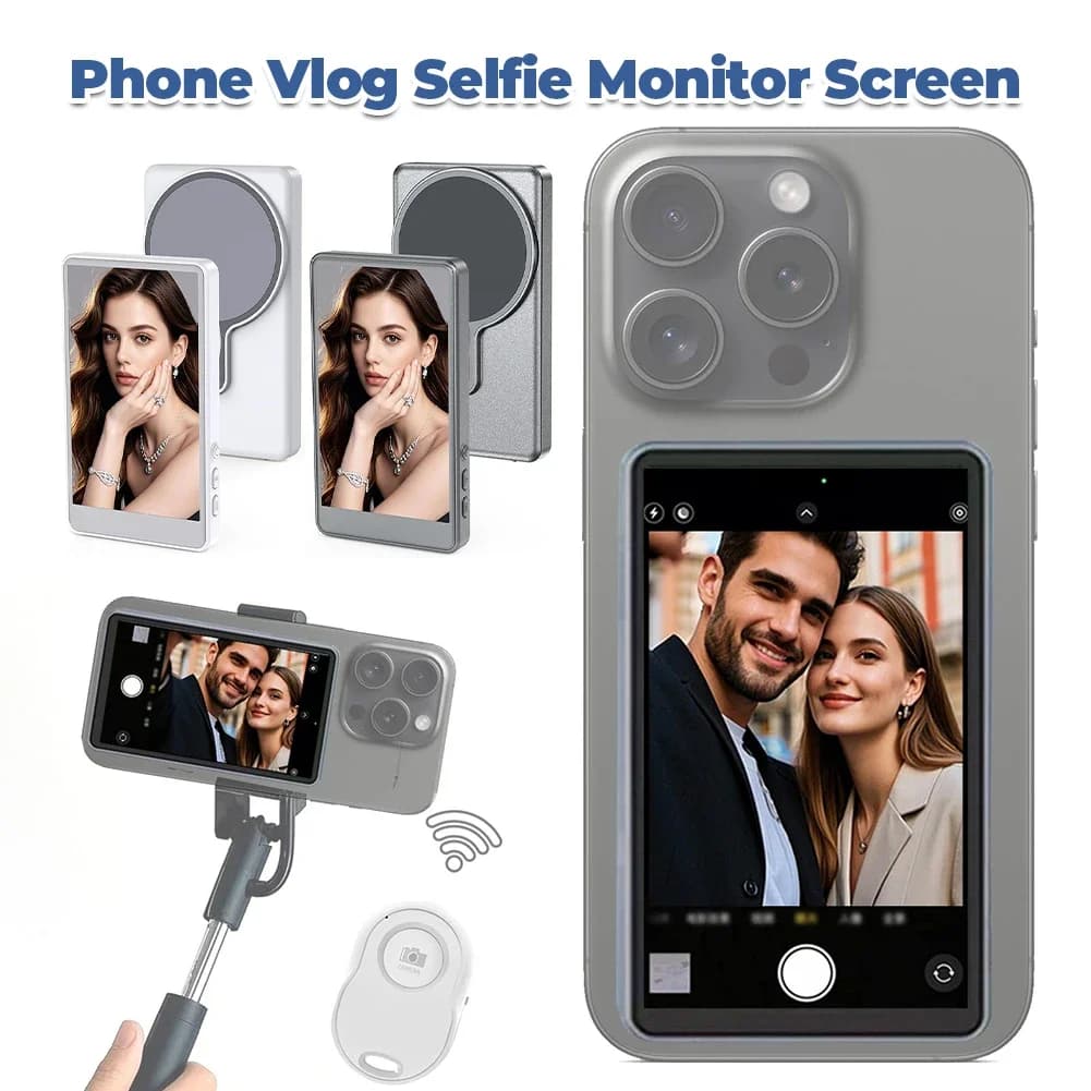 Vlog Selfie Monitor Magnetic Phone Screen for Rear Camera Screen for Rear Camera for Android iPhone Mobile Phone