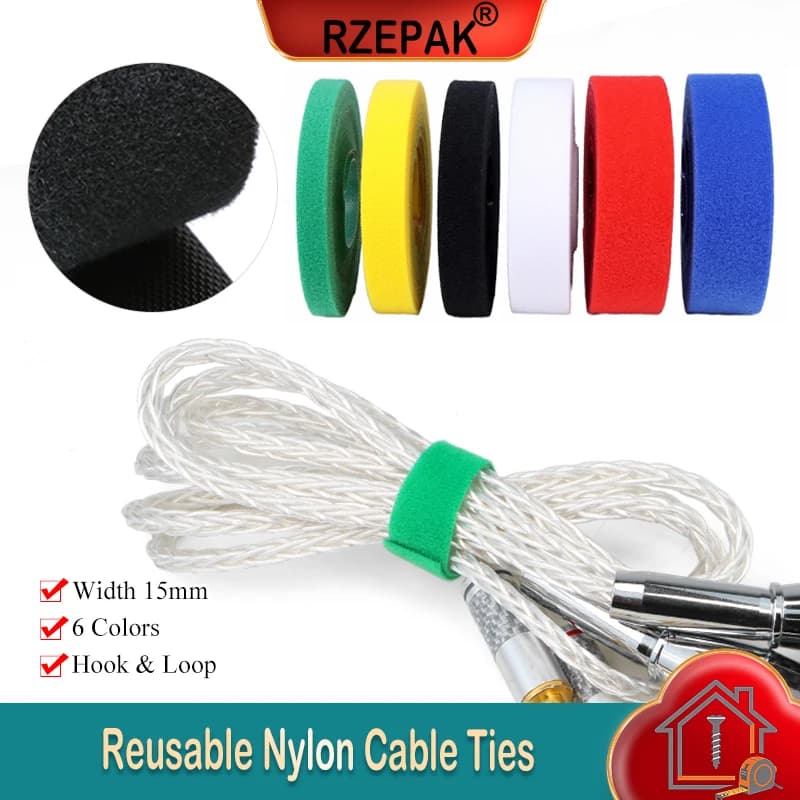 1-40 Rotoli Fascette Fermacavi Riutilizzabili in Nylon con Chiusura a Strappo, Larghezza 15mm x 5m/rotolo, Organizzatore per Gestione Cavi