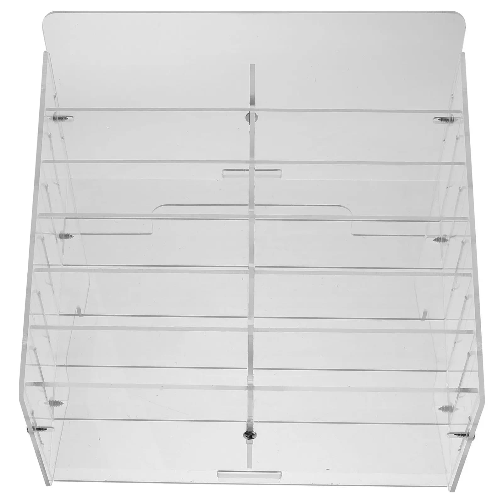 Multi-Compartment Acrylic Phone Storage Box Desktop Organizer for Office Meeting Room Business Card Holder Clear Acrylic
