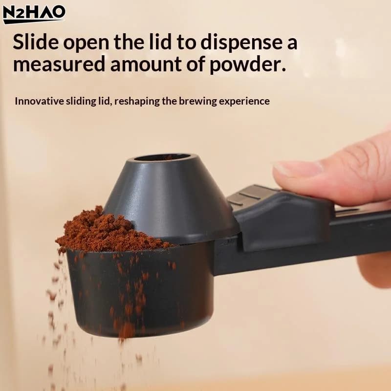 1PC Black Sliding Leakproof Coffee Scoop Reusable Protein Powder Spoon Funnel For Milk Supplements Portable Home Kitchen Gadgets