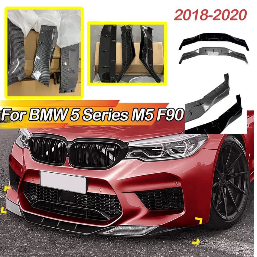 Front Bumper Lip Spoiler Splitter Diffuser for BMW 5 Series M5 F90 2018-2021 Guard Protector Cover Body Kits Accessories