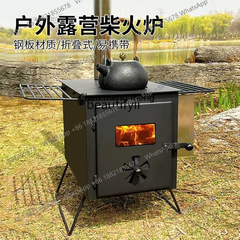 B7304 Tenda da esterno campeggio stufa a legna portatile stufa a legna da campeggio stufa da barbecue multifunzionale da campeggio pieghevole