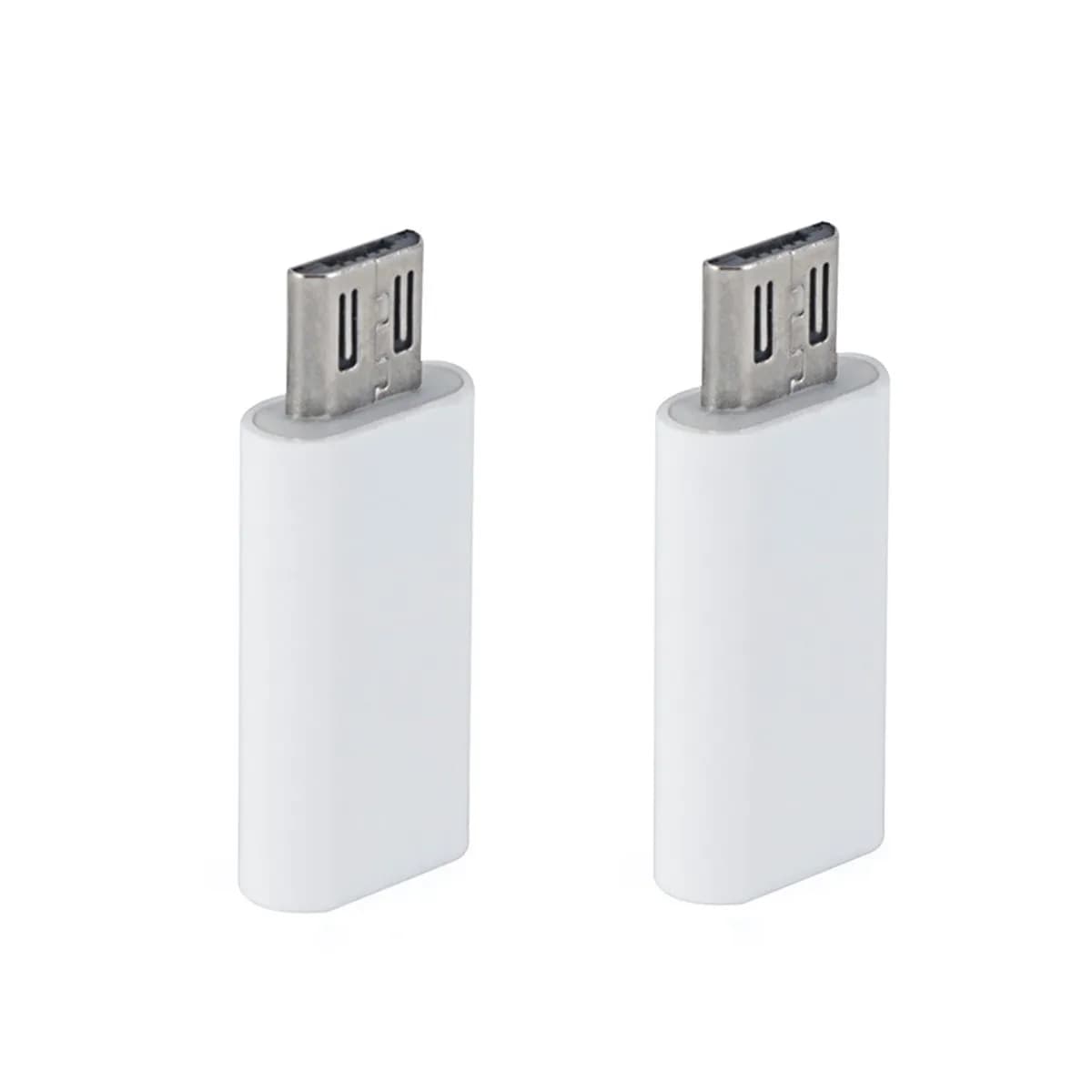 2Pcs Type-C to Micro USB Adapter Compatible with Most Smart Devices Easy Plug-and-Play Connection Type-C Adapter for Phone White