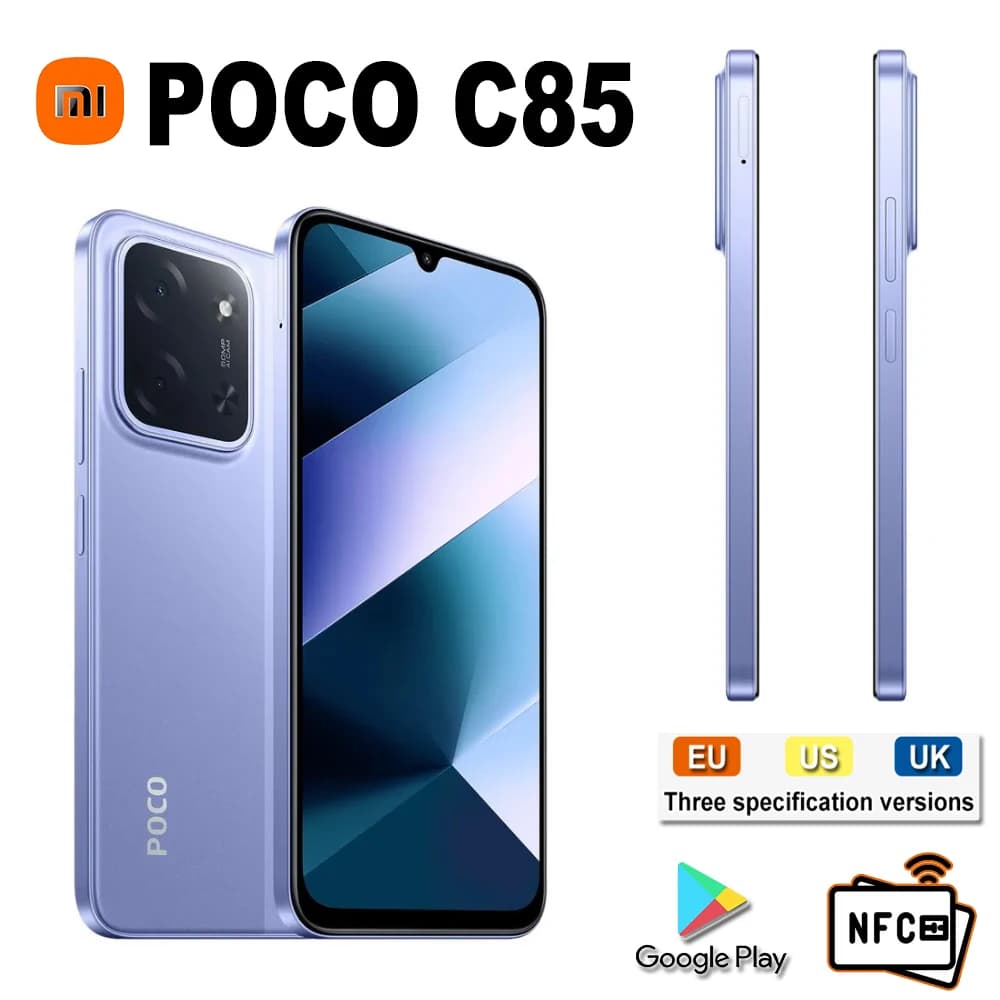 Specifiche UE/USA/UK XIAOMI POCO C85 smartphone originale /8GB+256GB di memoria/Supporto GPS/NFC Smartphone/Smartphone con batteria da 6000mAh