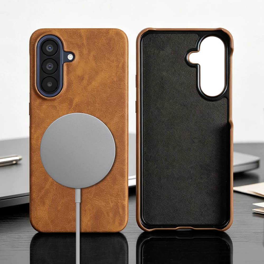 For Magsafe Phone Case For Samsung Galaxy A57 A37 A55 A35 A25 A34 A54 A24 A53 A23 A33 A13 A15 A14 A31 A51 A71 Leather Back Cover