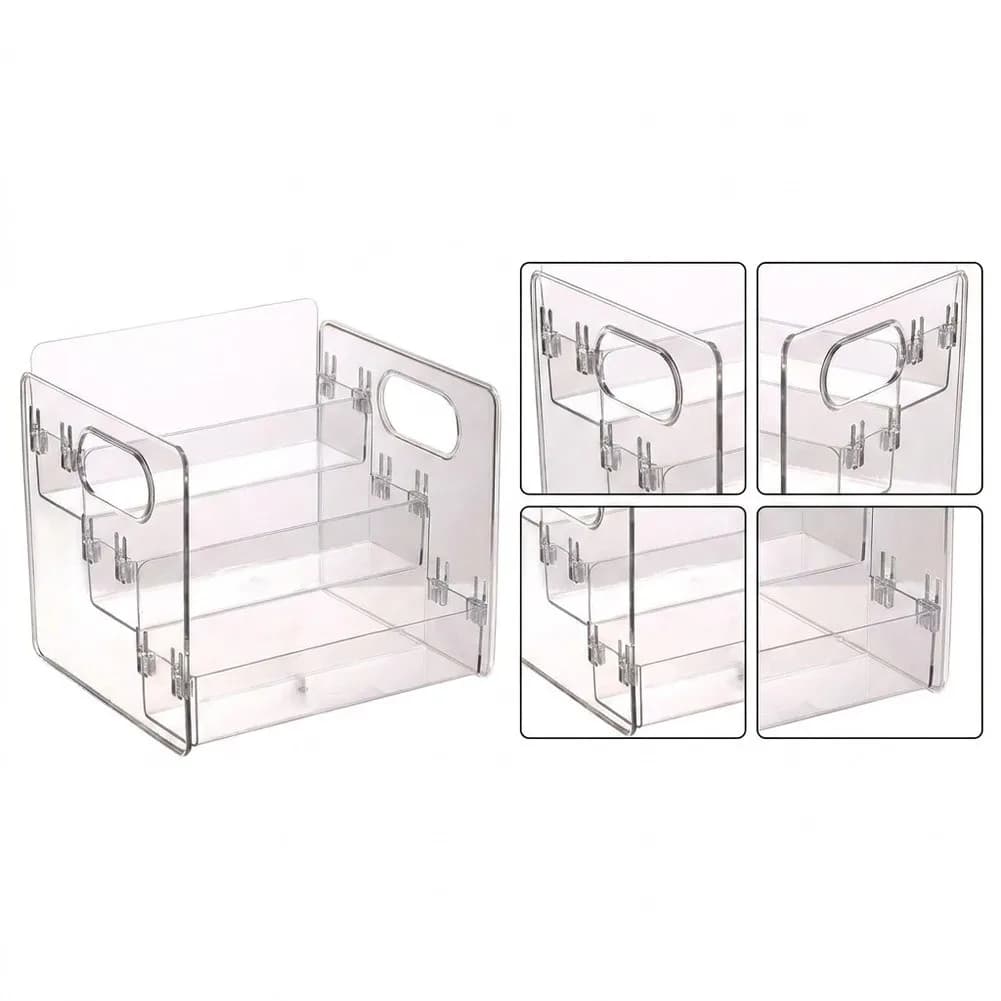3 Level Transparent Vitamin Organizer PET Material for Bathroom Supplement Storage 24.5x21x20cm 3 Level Transparent