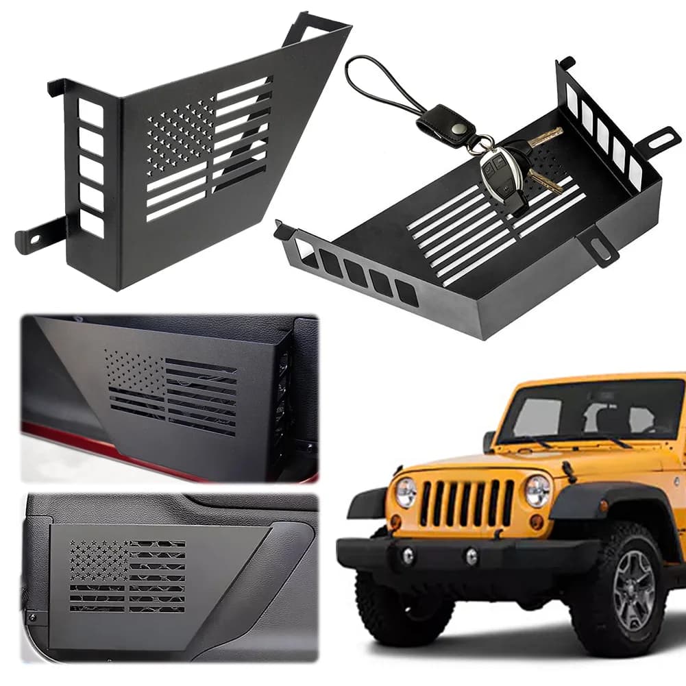 2 Pezzi Contenitore Portaoggetti Anteriore in Metallo Resistente all'Usura, Tasche Portaoggetti Antiruggine per Portiera Auto, per Wrangler 2007-2018