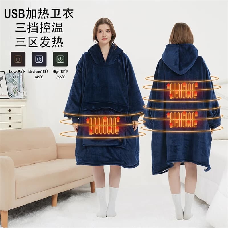 Felpa con cappuccio coperta indossabile oversize con maniche tascabili Coperta in pile Sherpa Felpa Coperte con cappuccio riscaldate calde e spesse in peluche