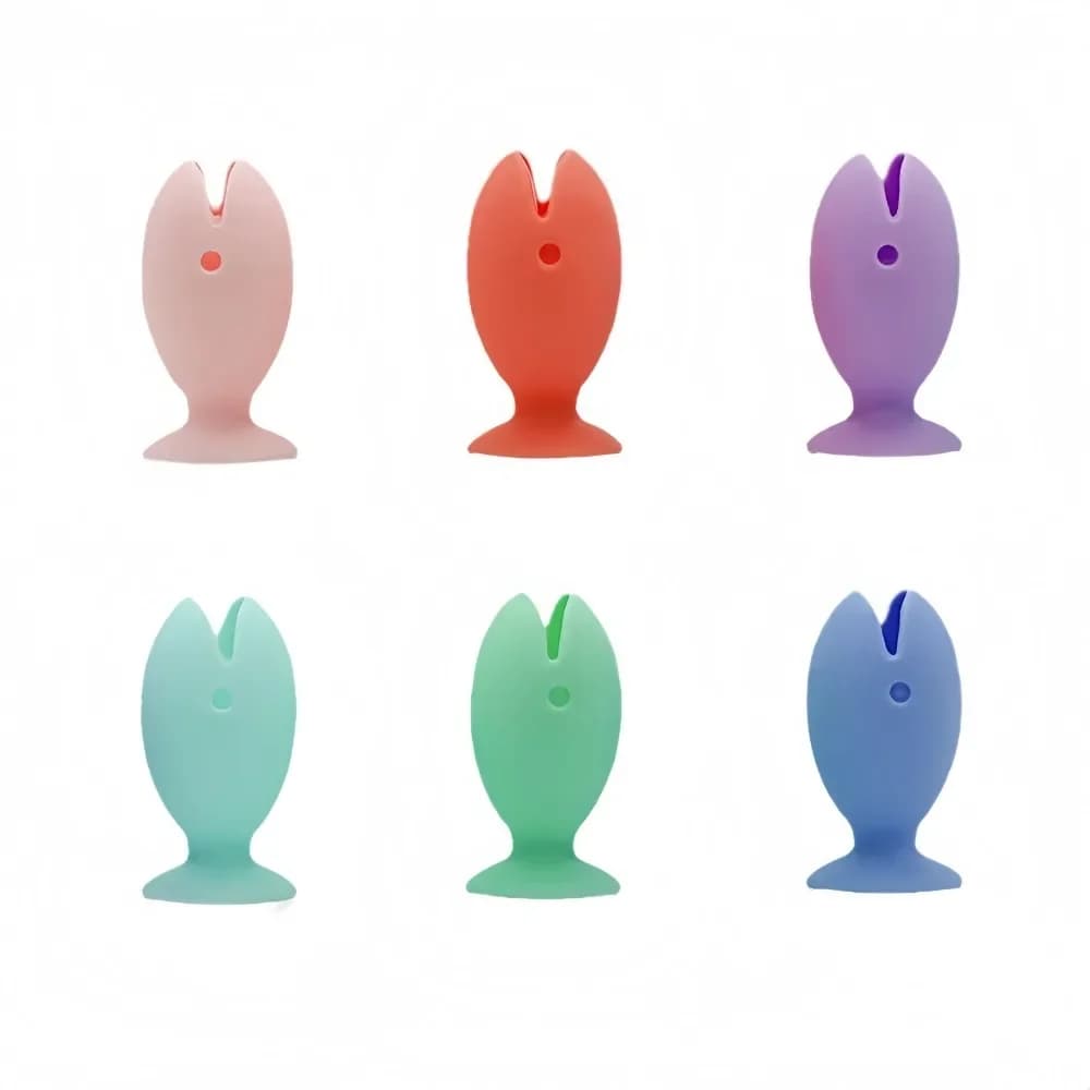 6 pz/pacco Portaspazzolino portatile in silicone per pesci Portaoggetti da viaggio Portaoggetti a ventosa Porta spazzolino da parete per spazzolino da trucco