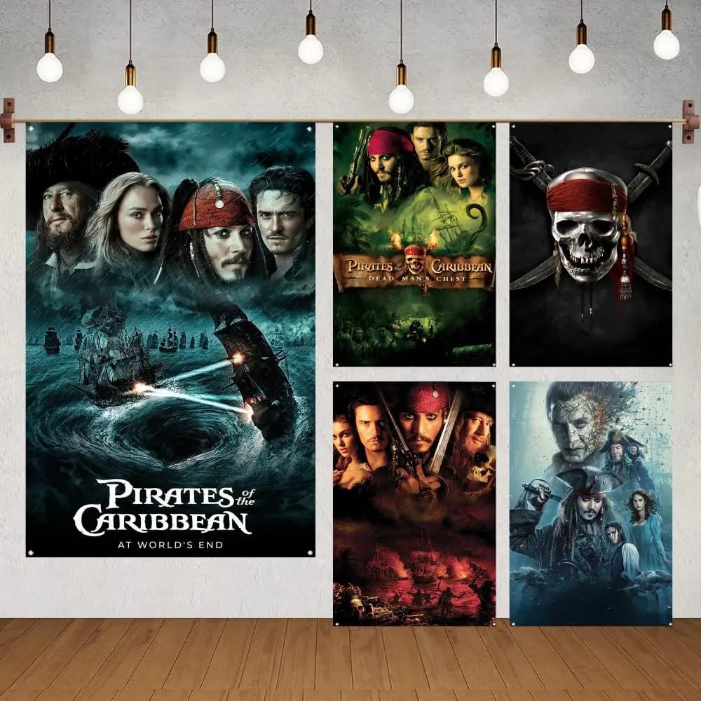 Flags of Pirates of the Caribbean Flags for interior decoration without borders and with four rings at the corners for easy hanging