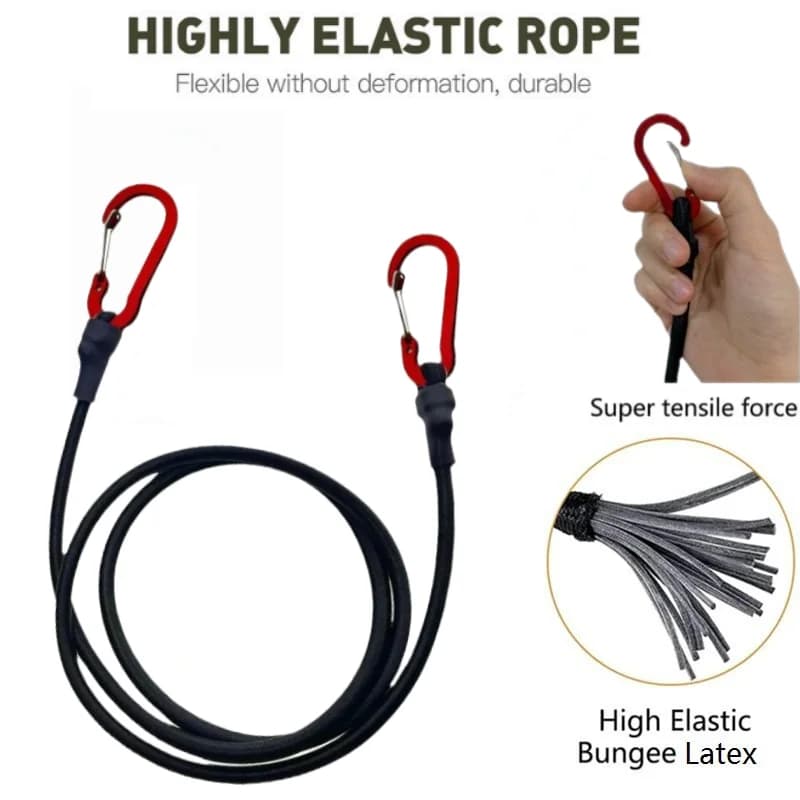 Heavy Duty Bungee Cords with Safety Hooks for Camping Tents Suitcases Bikes Coolers and Adjustable Elastic Rope 8mm Diameter