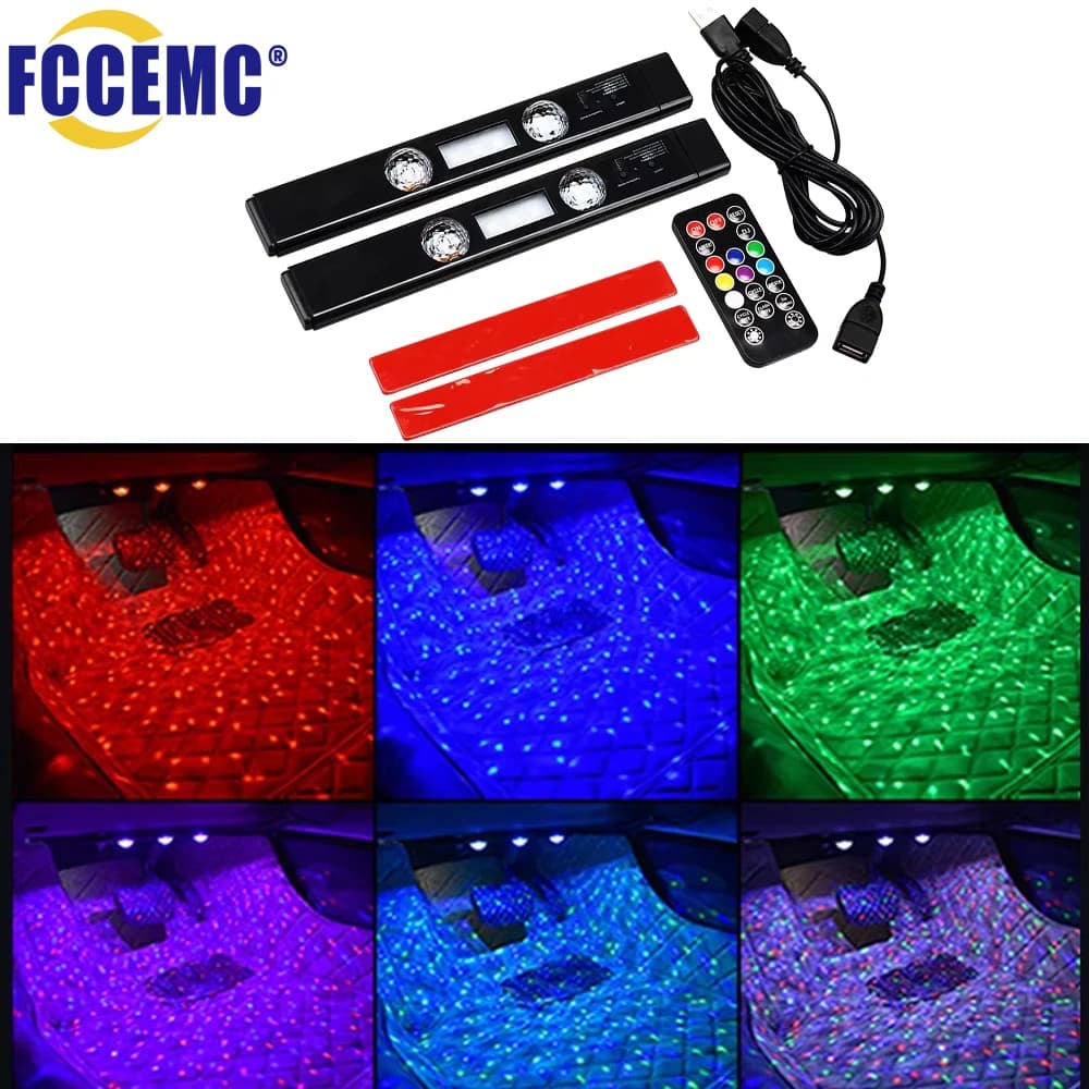 Lampada da atmosfera per cielo stellato per auto a LED 2 in 1 Lampada da tetto a stella RGB con ricarica USB con luce ambientale decorativa wireless remota per feste