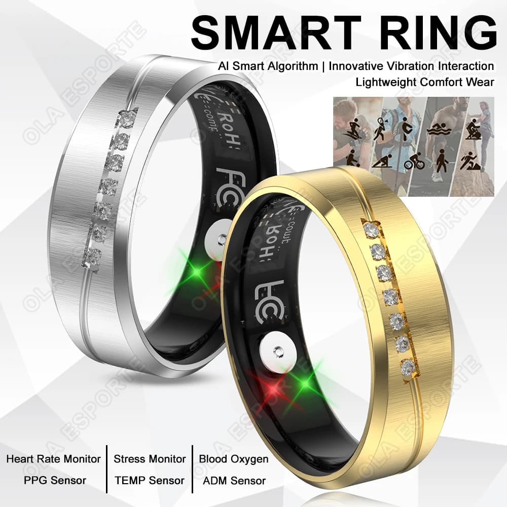 Anello Intelligente Multifunzionale per Telefoni Android, Anello Smart Indossabile con Connessione Bluetooth, Anelli Smart alla Moda in Acciaio al Titanio Impermeabili