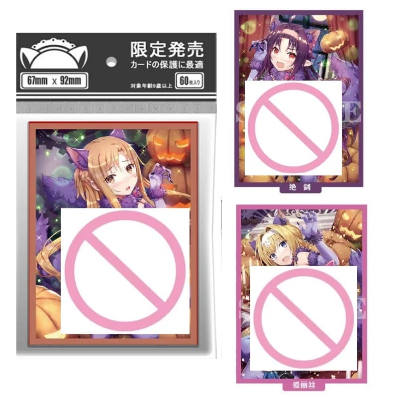 60pcs Sword Art Online ACG Beast Ear Goddess Yuuki Asuna Anime Board Game Card Case 67x92mm Game Collection Card Protective Case