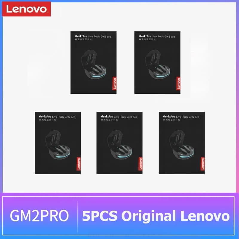 5PCS Original Lenovo GM2 Pro TWS Wireless Headphones Cover Slide Gaming Bluetooth 5.3 Sport Auricular Music Headphones