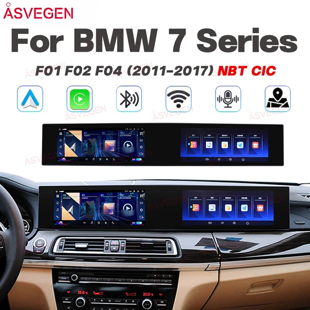 Schermo Curvo Doppio da 21 Pollici per BMW Serie 7 F01 F02 F04 2011-2017 CIC NBT Android 13 Radio CarPlay GPS Navigazione Lettore Multimediale Stereo