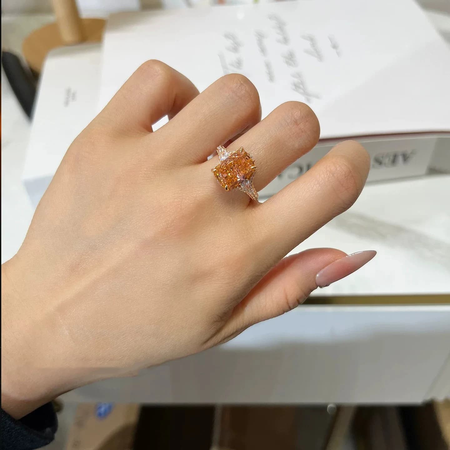 S925 Sterling Silver Ring Light Luxury Fashion Ice Flower Cut Paraiba Green High Carbon Diamond Ring for Elegant Women