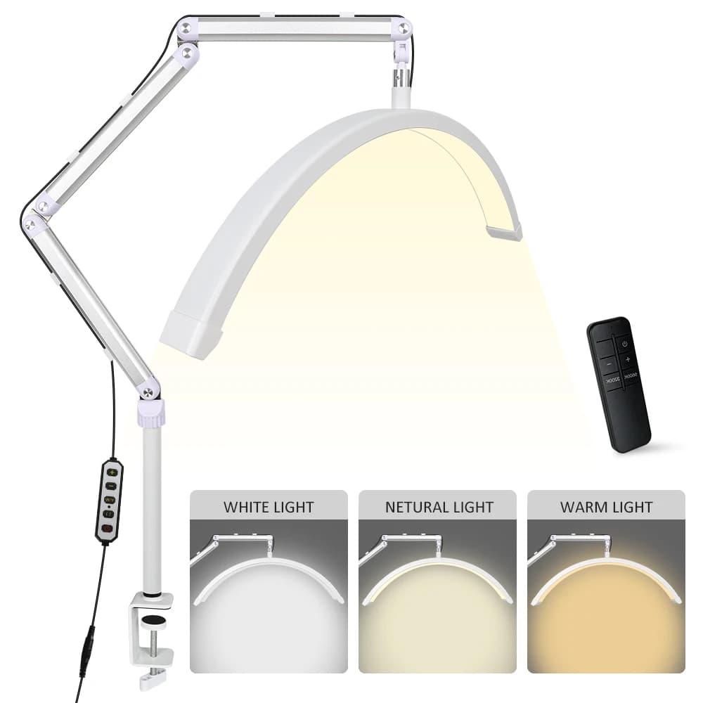 Lampada da lavoro a LED da 2,800 lumen 40W 3200K-7000K Luce a mezzaluna a LED da 23 pollici con telecomando per studi di trucco Salons Unghie