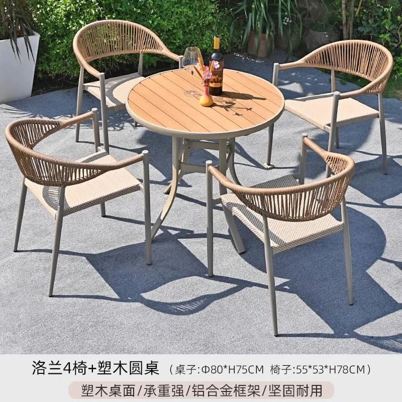 Set da Giardino in Rattan per Balcone, Sedia e Tavolo da Esterno Impermeabili e Resistenti ai Raggi Solari, Stile Trendy