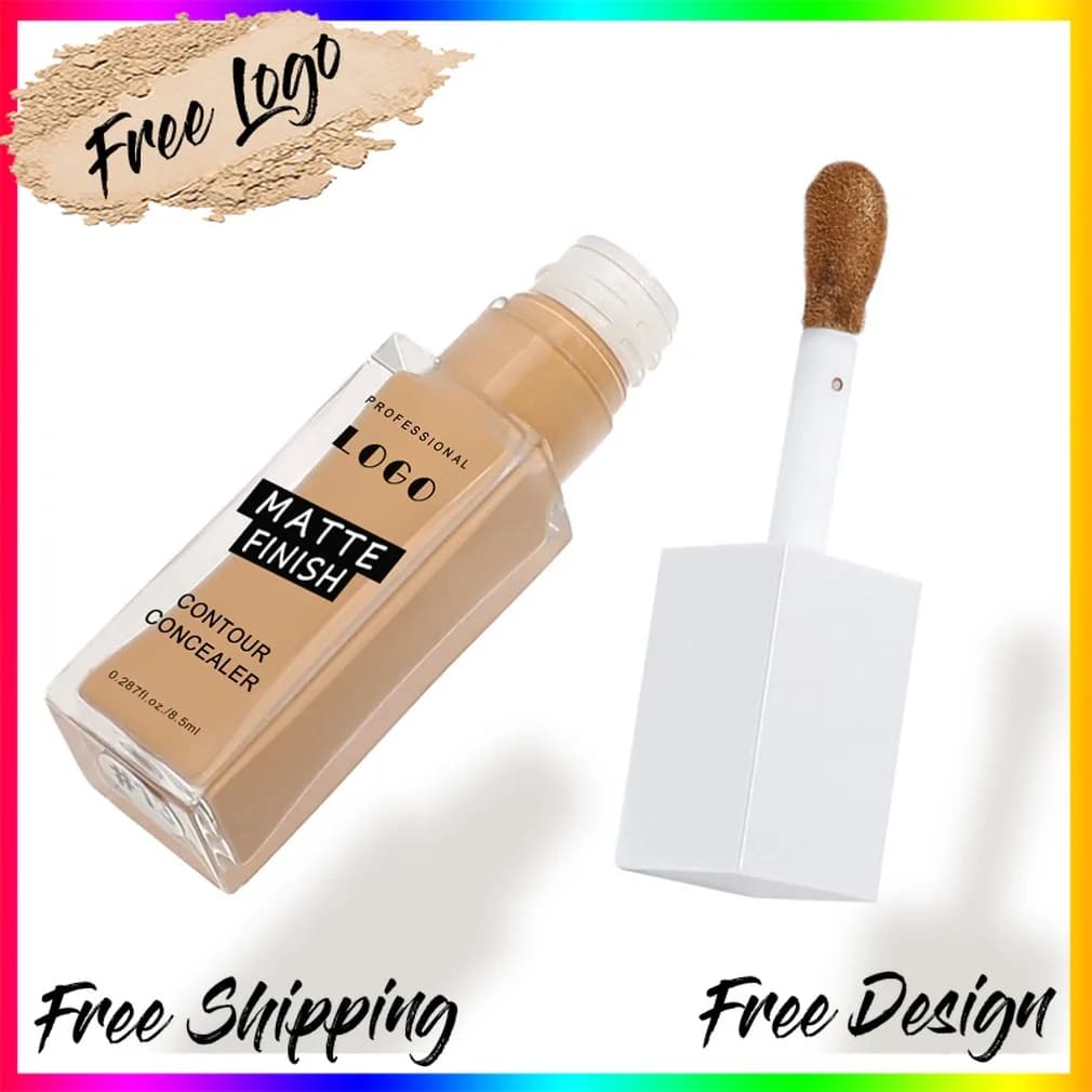 Etichetta privata Logo personalizzato Vegan Bottiglia di vetro bianco da 8,5 ml Non torta Correttore opaco idratante a lunga durata Trucco all'ingrosso