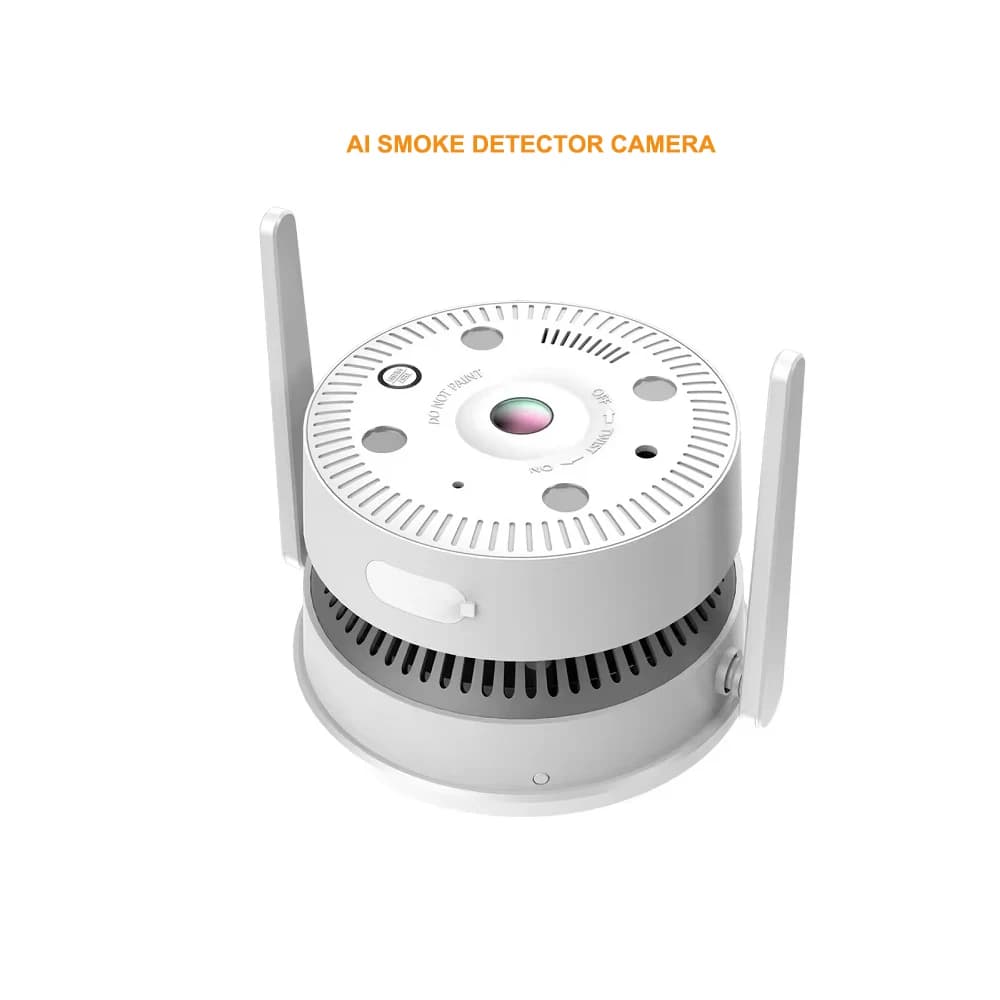 Color Night 4MP Wireless WiFi/4G Wired POE IP Icsee Security Camera AI Fire Smoke Alarm Detector Camera for Warehouse