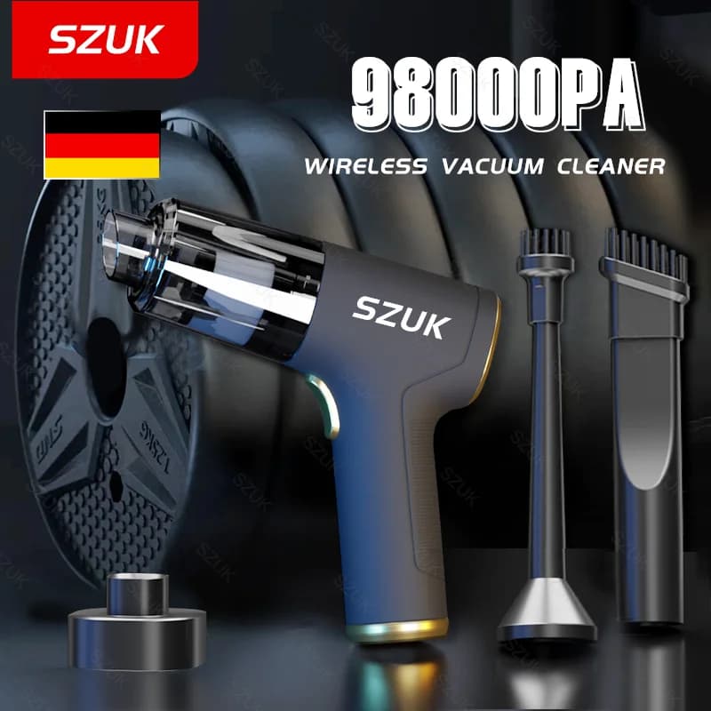 SZUK 98000PA Aspirapolvere per auto Macchina per la pulizia portatile senza fili per elettrodomestico per auto Potente pulitore portatile per tastiera