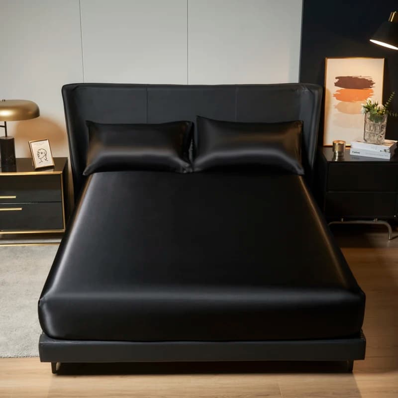 Smooth Fitted Bed Sheet Summer Bed Cover Twin/Full/Queen/King Size Bedsheets Silky Mattress Protector (Pillowcase Need Order)