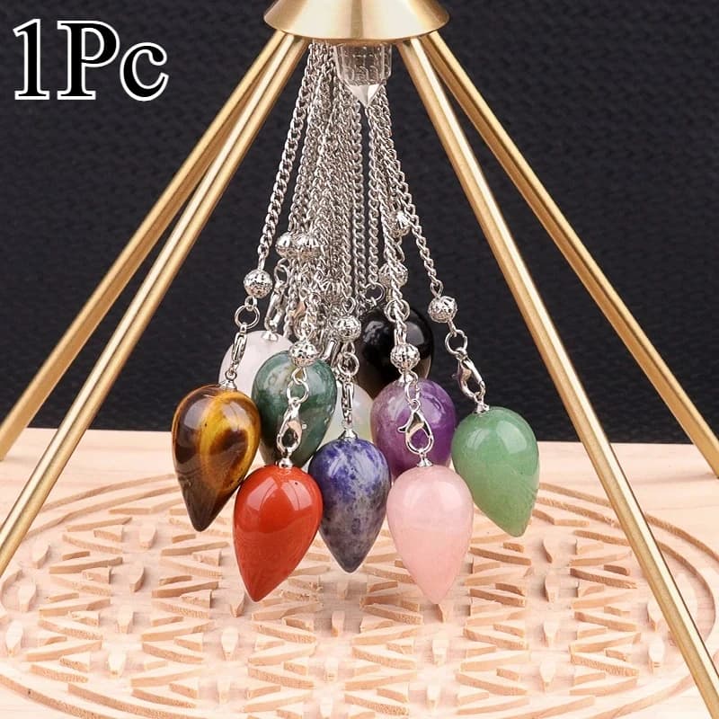 Pendolo a Goccia in Ossidiana Nera per Divinazione, Rabdomanzia, Chakra, Ciondoli Energetici, Accessori per Stregoneria e Wicca