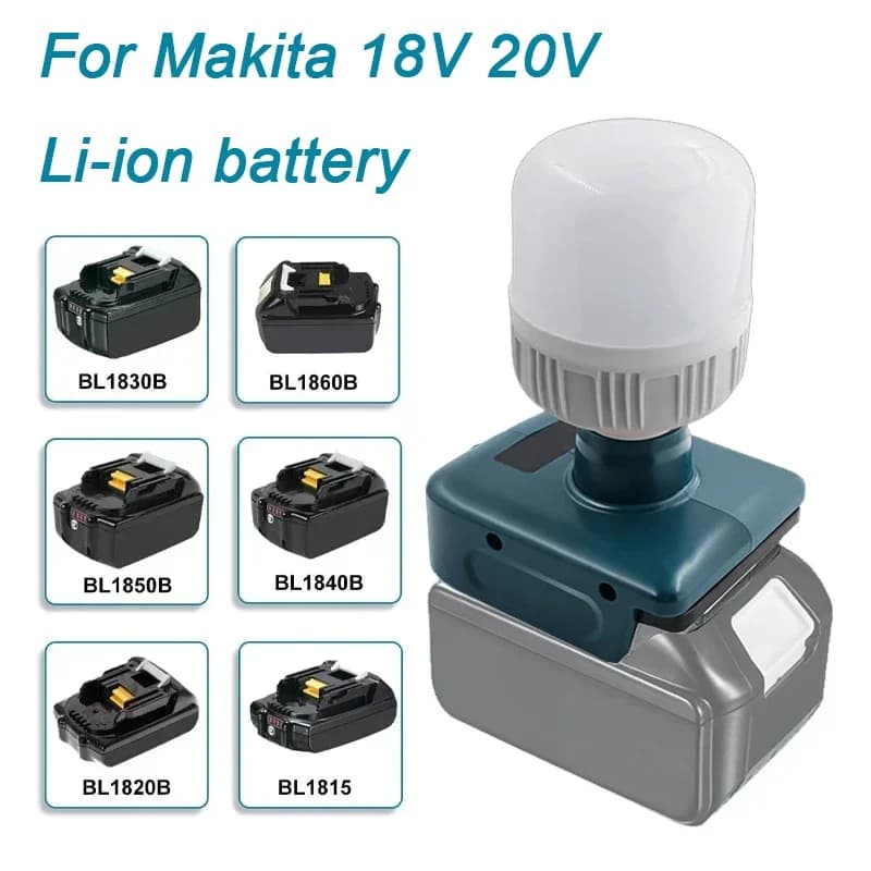 Lampadina a LED 12W Luce da lavoro per batteria agli ioni di litio Makita 18 Volt Lampadine a LED Protable Lampada a bassa tensione Illuminazione da campo all'aperto