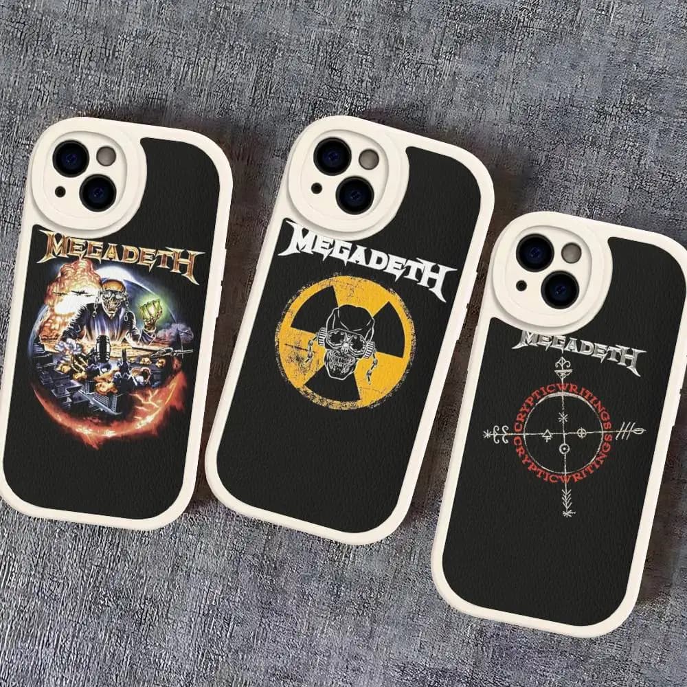 1pc Rock Metal Band M-Megadeth Shock-resistant leather case for iPhone 16 15 14 13 12 11 Pro Max Plus