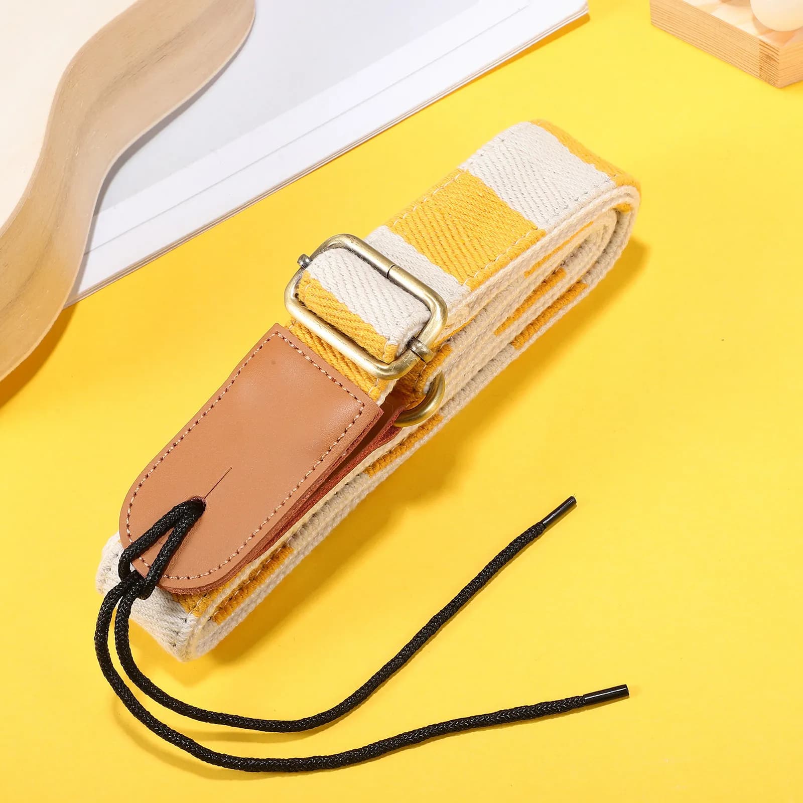 Tracolla per Ukulele in Cotone Regolabile, Stile Vintage, con Attacco Sicuro per Ukulele Soprano e Baritono, Regalo per Performance