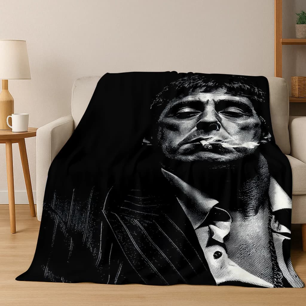 Coperta classica in flanella di arte del film Scarface Tony Montana, accogliente e morbida coperta per la casa, camera da letto, divano letto, copertura da picnic, regalo