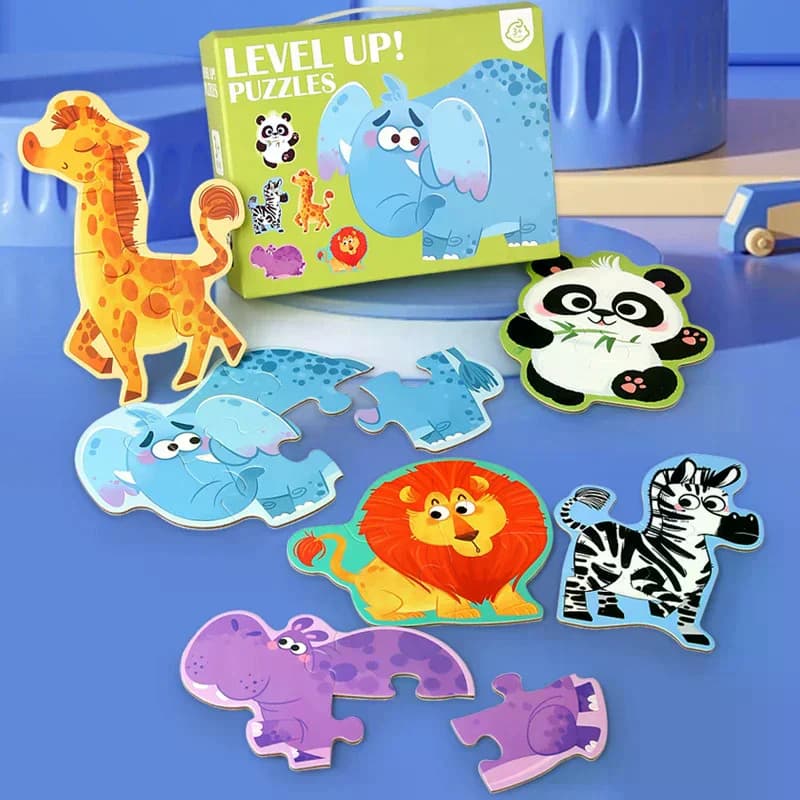 Puzzle di carta Giocattolo per bambini Puzzle di animali del fumetto Gioco di giocattoli educativi precoci Set regalo per bambini