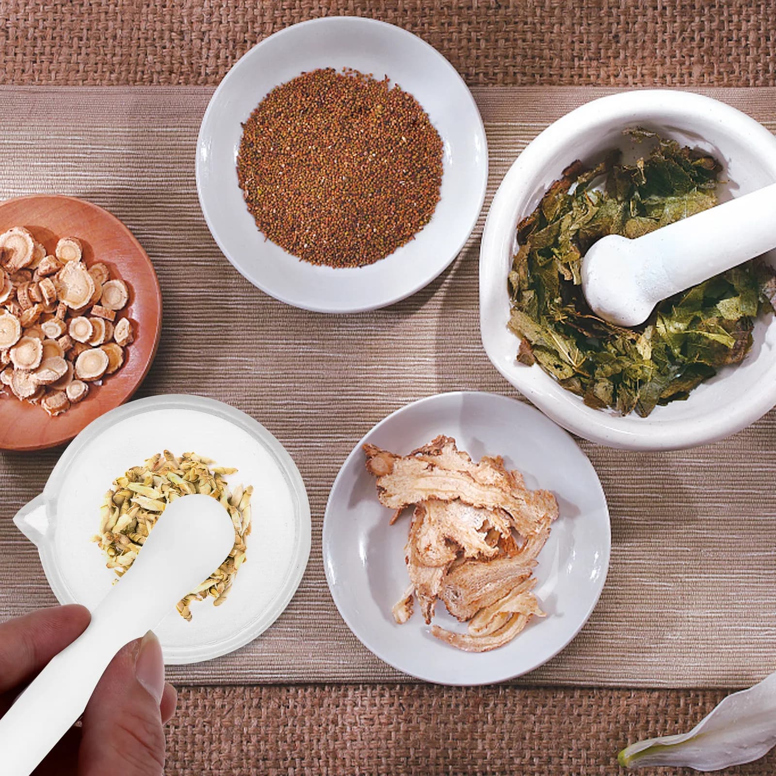 Set Professionale di Mortaio e Pestello in Vetro, Robusto per Schiacciare Spezie, Erbe, Aglio, Pillole in Cucina, Laboratorio e Medicina