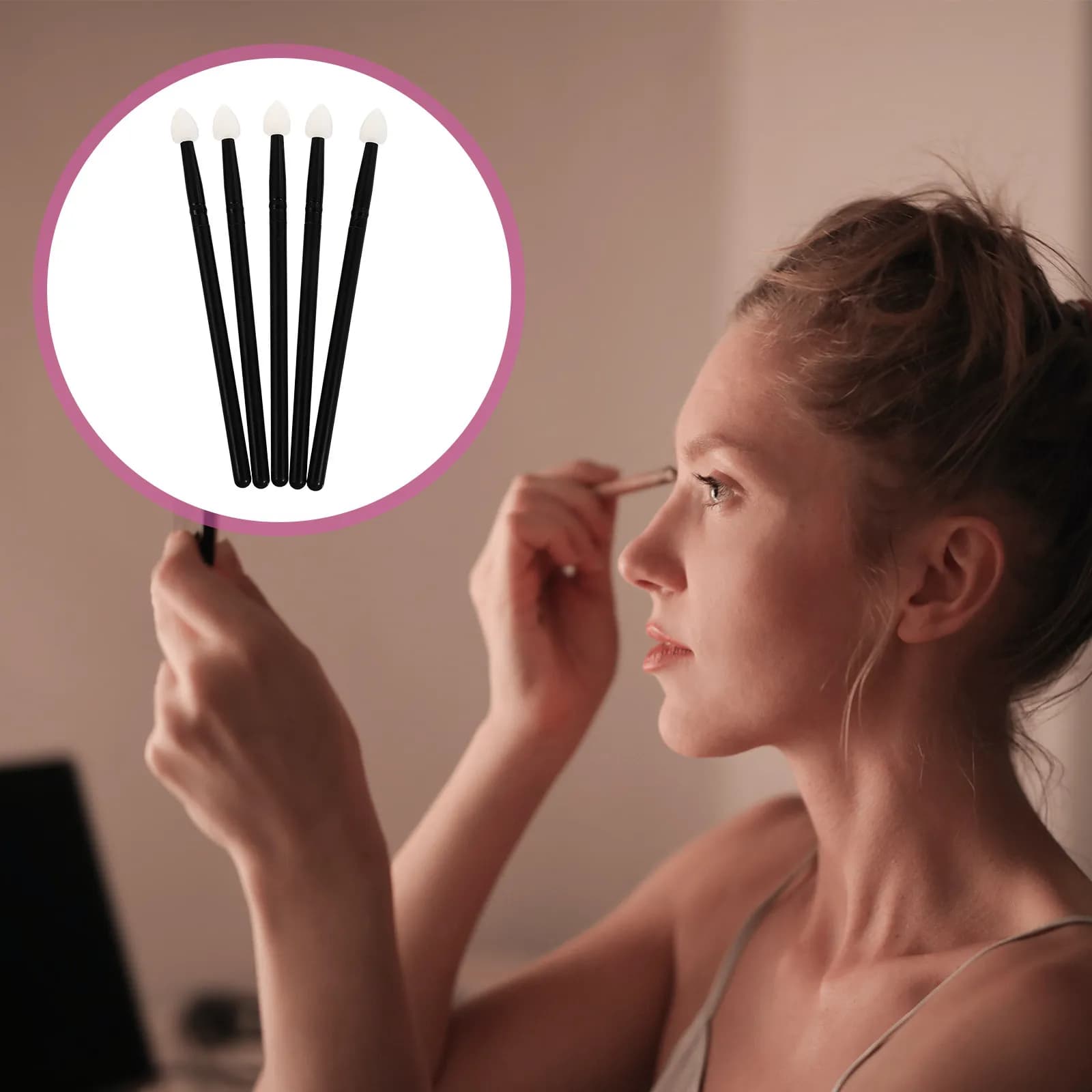 5Pcs Makeup Brush Portable Soft Eyeshadow Brush Set Professional Eye Makeup Tool Kit for Girls Eye Tool