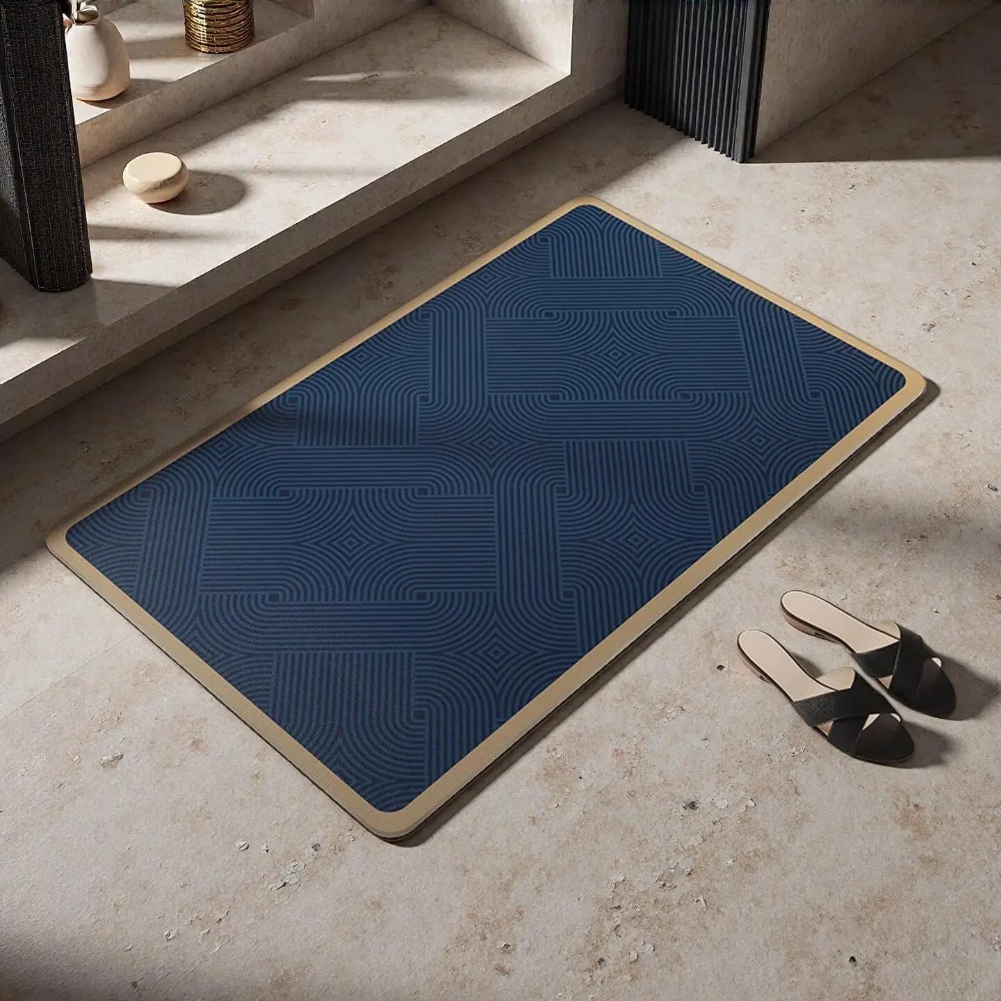 Tappetino Antiscivolo Moderno e Minimalista, Assorbente, ad Asciugatura Rapida, Resistente all'Usura, Morbido, per Bagno e Ingresso
