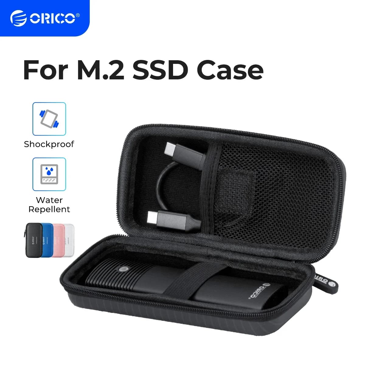 Borsa protettiva per archiviazione HDD portatile EVA per disco rigido ORICO M.2 per custodia HDD per disco rigido esterno M.2/auricolare/linea dati