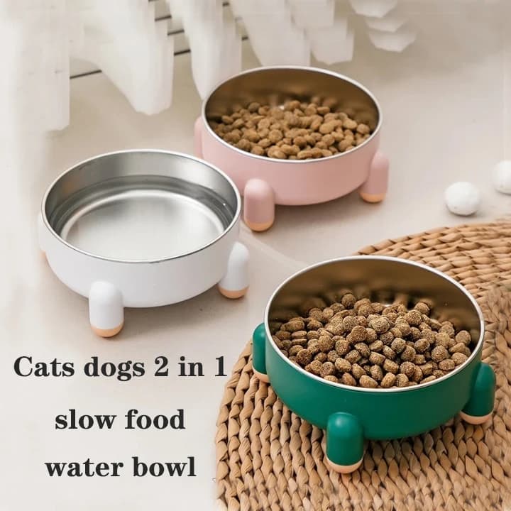 Ciotola per mangiatoia antiscivolo per animali domestici Ciotola per acqua per cibo per cani per gatti in acciaio inossidabile Previene le dispersioni dei pasticci Promuove l'alimentazione sana Abitudini drammanti