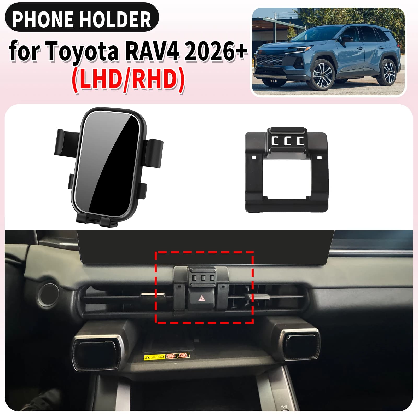 for Toyota RAV4 2026 2027 RHD LHD Screen Base Mount Phone Holder Dedicated Clip-On Navigation Bracket Car​​ accessoires