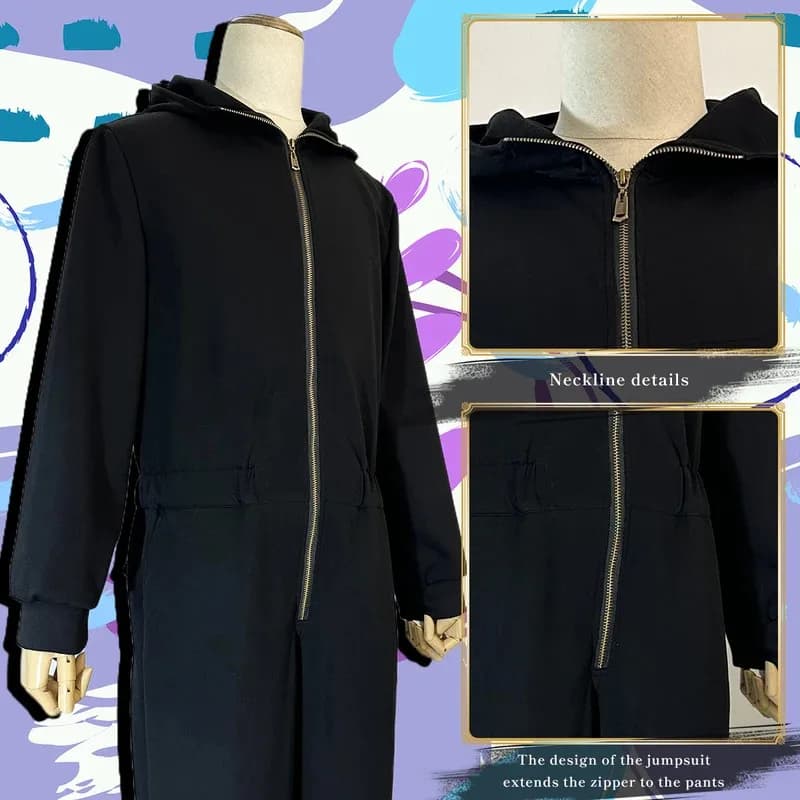 Heavenly Delusion Anime Maru Costume Cosplay Tute nere con cappello ricamato sul retro Indossare quotidianamente la festa Hallowe4;v'5,f;6.j;8'