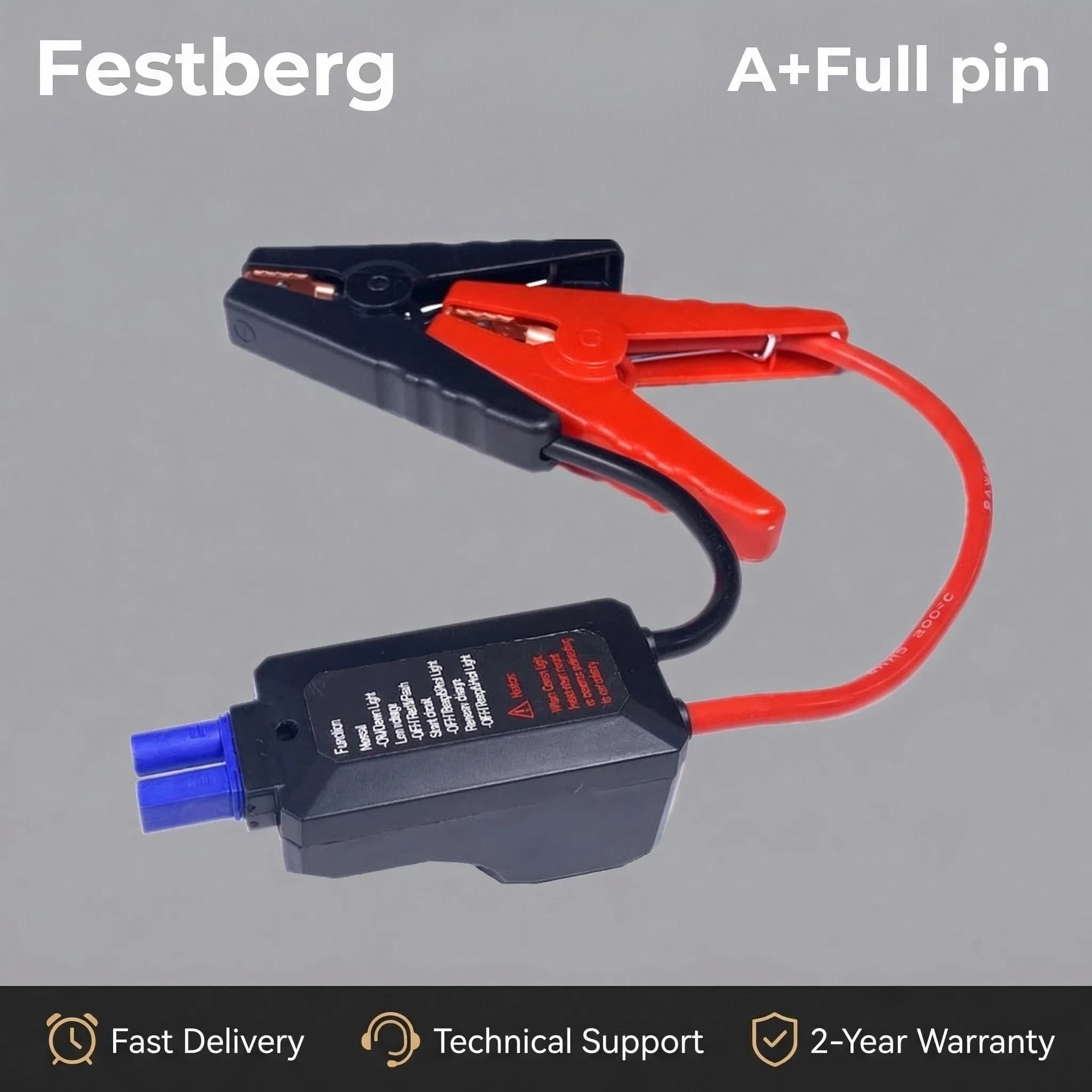 Clip LED Rosso-Nero per Avviatore d'Emergenza Auto, Cavo Smart LED con Morsetti a Coccodrillo per Batteria, Indicatore di Emergenza