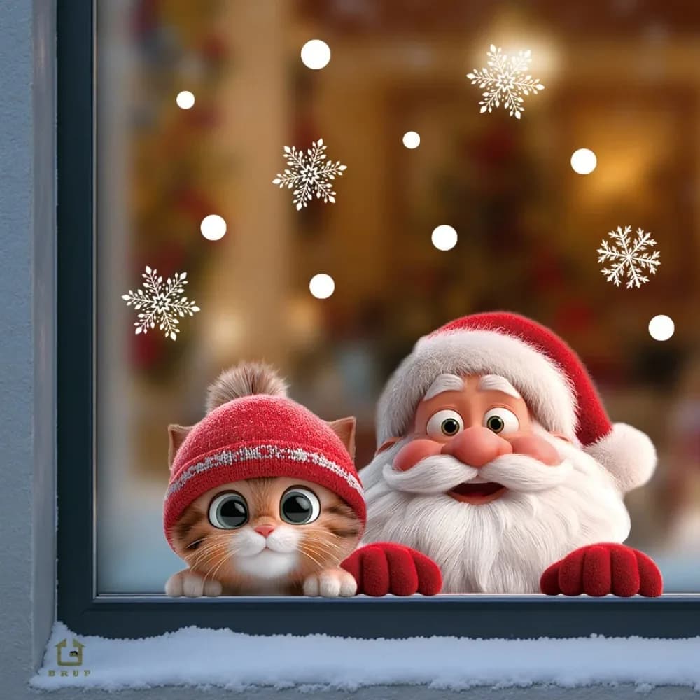 1. Santa Claus Christmas Glass Sticker - removable adhesive decoration for static electricity - suitable for living room and windows