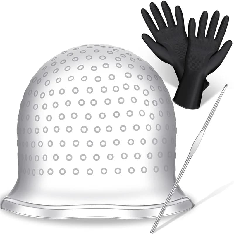 Cap for coloring hair with hook Reusable gloves for hair dyeing Evidenzia Silicone hat Kit of tools for styling beauty of hair do-it-yourself