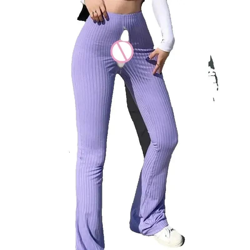 Sexy Women's Leggings with Inguine Opening, Hidden Hinges, High Life, Slim Pants for Fitness, Erotic Streetwear Clothing