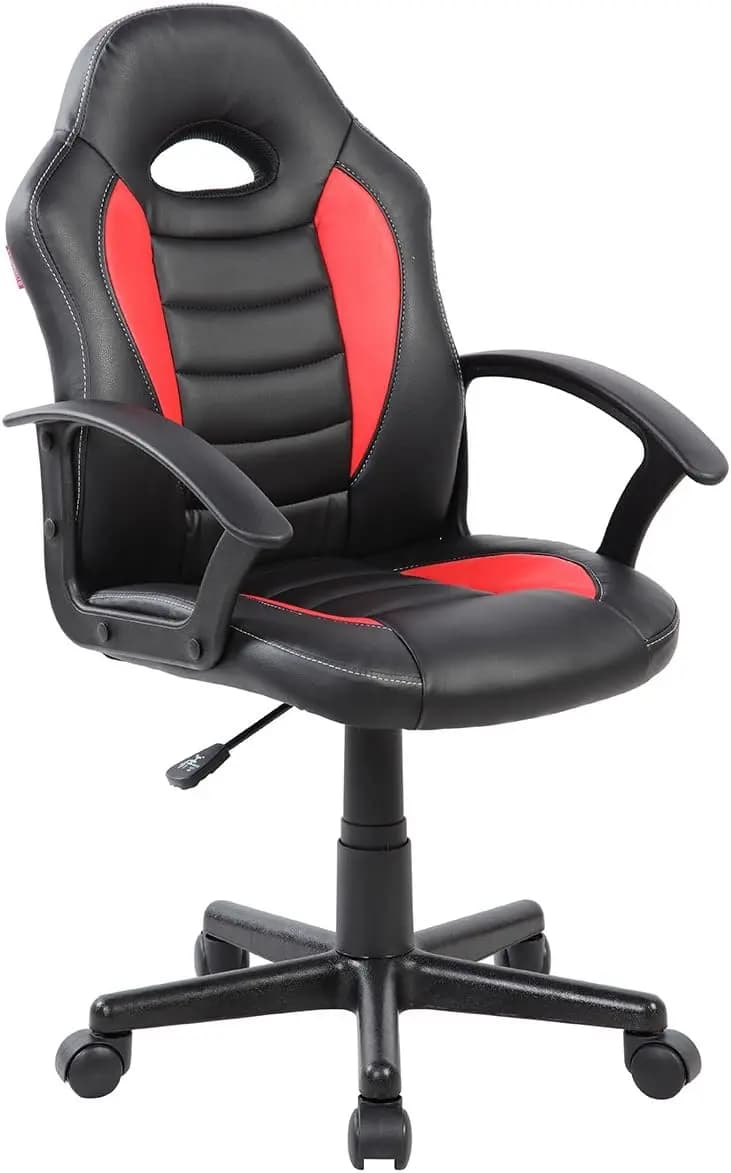 Kids gaming and study racing chair with casters red color ergonomic design adjustable height