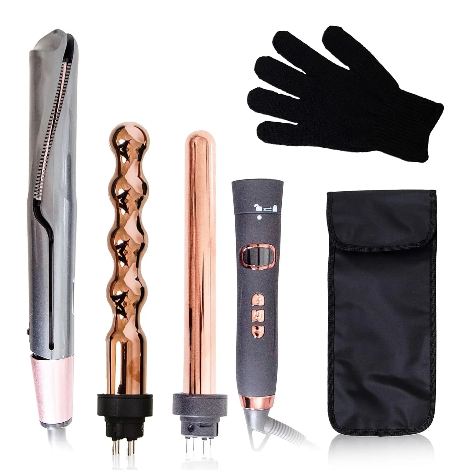 Set di Ferro Arricciacapelli Intercambiabile - Styler Professionale per Capelli con Piastra Lisciante, Guanto e Custodia da Viaggio, Regalo per Donne